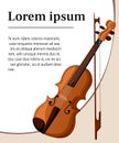 Vector illustration in flat style design Classical violin. Isolated musical instrument on white background. Royalty Free Stock Photo