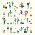 Vector illustration in a flat style of different activities people Royalty Free Stock Photo