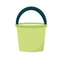 Vector illustration in flat style. Full of water green plastic bucket with a black handle. Isolated white background. A Royalty Free Stock Photo