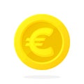 Gold coin of European Union euro in flat style Royalty Free Stock Photo
