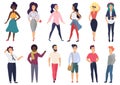 Vector illustration in a flat style of group of different stylized people activities set. Royalty Free Stock Photo