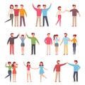 Vector illustration in a flat style of group of happy fashion people - best friends forever