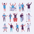 Illustration in a flat style of group of musicians Royalty Free Stock Photo