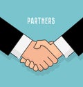 Vector illustration flat style. Handshake businessman agreement, partnership concepts, background for business and finance. Royalty Free Stock Photo