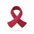 Vector illustration in flat style. Maroon color ribbon, international symbol of Multiple myeloma awareness. Isolated on white Royalty Free Stock Photo
