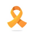 Vector illustration in flat style. Orange color ribbon, international symbol of Leukemia or Multiple sclerosis awareness