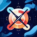 Vector illustration in flat style about outer space. Planets, stars and galaxies. generative AI Royalty Free Stock Photo
