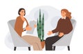 Vector illustration in flat style. session with a psychotherapist.