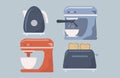Vector illustration in a flat style - a set of items of household kitchen appliances Royalty Free Stock Photo