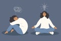 Illustration in flat style on the theme of the benefits of meditation