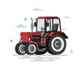 Vector illustration of flat tractor