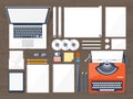 Vector illustration. Flat typewriter.Laptop. Tell your story. Author. Blogging.