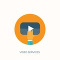 Vector illustration. Flat video hosting. Online cinema services.