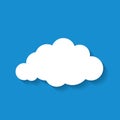 Vector illustration of flat white paper cloud on blue sky backg