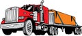 Flatbed Tractor Trailer Illustration