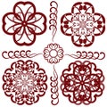 Vector illustration: floral round vignette set