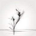 Minimalistic Abstract Drawing Of Snapdragon Plant On White