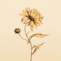 Minimalistic Sepia Flower Illustration With Hyperrealistic Details Royalty Free Stock Photo