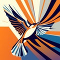 vector illustration of a flying bird in the rays of the setting sun AI Generated