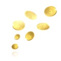 Vector Illustration of flying golden coins. Money isolated.