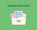 Vector illustration of a folder with documents in