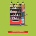 Vector illustration of food machine and man with coffee