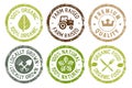Organic food, farm fresh and natural products stickers collection Royalty Free Stock Photo