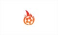 Vector illustration of football soccer ball with simple flame shape icon logo design Royalty Free Stock Photo