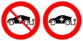 Vector illustration with forbidding traffic sign demanding to stop electric cars