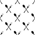 Vector illustration. fork cross spoon seamless pattern on white background. Restaurant menu design.