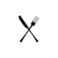Vector illustration. fork and knife cross icon on white background. Restaurant menu icon