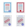 Vector illustration of form and document icon. Set of form and mark vector icon for stock. Royalty Free Stock Photo