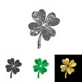 Vector illustration of four leaved clover set for saint Patricks day greeting Royalty Free Stock Photo