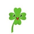 Vector illustration of four leaved green emoji clover for saint Patricks day