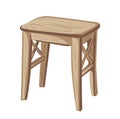 wooden stool with four legs on a white background. interior component vector illustration