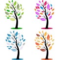 Season tree vector illustration winter, spring, summer, autumn Royalty Free Stock Photo