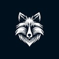 vector illustration of a fox face. White fox on a black background. Logo, emblem, icon Royalty Free Stock Photo