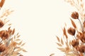 vector illustration of a frame with brown flowers and leaves on a beige background Royalty Free Stock Photo