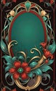 Vector illustration, frame with floral pattern in retro vintage style with decorative ornaments and creativity, Royalty Free Stock Photo