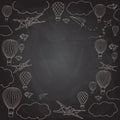 Vector illustration, frame with hot air balloons Royalty Free Stock Photo