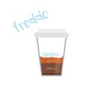 Vector illustration of a Freddo coffee cup icon with its preparation and proportions Royalty Free Stock Photo