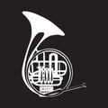 Vector illustration of french horn, flat style design. Royalty Free Stock Photo