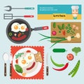 Vector illustration fresh breakfast food in flat