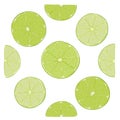 Color illustration of fresh lime slices. Royalty Free Stock Photo