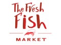 Vector illustration The fresh fish market red color with illustration of shrimp Royalty Free Stock Photo