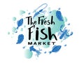 Vector illustration The fresh fish market on watercolor Royalty Free Stock Photo