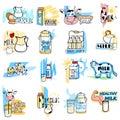 Fresh Healthy Milk label tag sticker for Advertisement