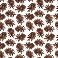 fresh nature brown pine cone repeat seamless pattern doodle cartoon modern style wallpaper