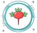 Vector illustration of a fresh red radish vegetable icon in a decorative circular frame Royalty Free Stock Photo
