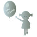 Vector illustration with a friendly ghost girl and a balloon